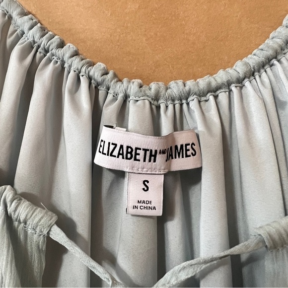 Elizabeth & James | NWOT Kenji Silk Blouson Mini Dress Tie Neck Dew Size S - Picture 3 of 12